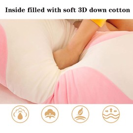 shangman Lovely Plush Cat Doll Cute Cartoon Soft Stuffed Kitten Pillow Long Throw Sleeping Pillow Doll Toy Gift for Kids Girlfriend Multiple Size (Pink,110cm/43.3in)