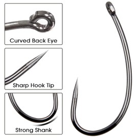 Barbless Fishing Hooks, 180pcs Carp Fishing Hooks Circle Hook Curve Shank Trout Hook for Carp Fishing Hair Rigs Freshwater Saltwater Fly Tying Hooks