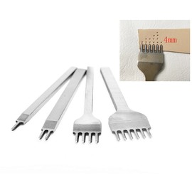 Sheny 4 mm 1/2/4/6 Prong Stainless Steel Diamond Lacing Stitching Chisel Set DIY Leather Hole Punch Leather Craft Tool Kits
