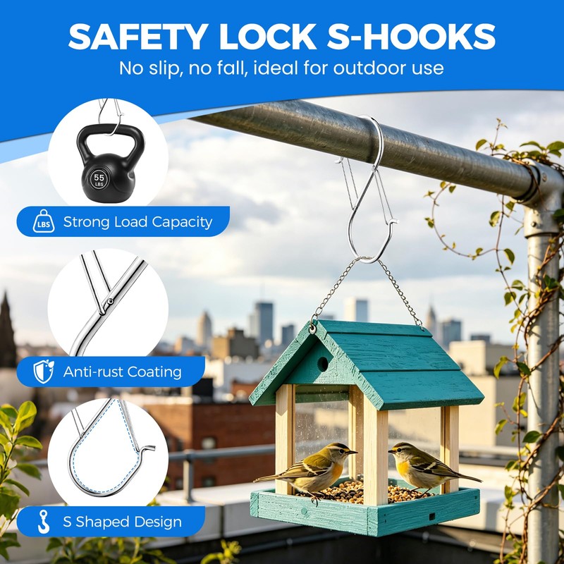 Large S Hooks Heavy Duty Double Latch Hanging Hooks for