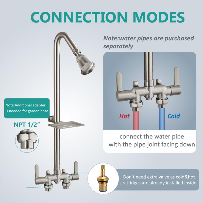 Aolemi Outdoor Shower Fixtures,Outdoor Shower Kit Faucet System 3 Inch