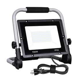 Gugsey 100W Led Work Light - Portable Work Lights with Stand ＆Hand Hend, 10000LM 6500K, Adjustable Construction Lights LED Flood Lights for Garage, Car Repairing, Workshop Job Site Lighting