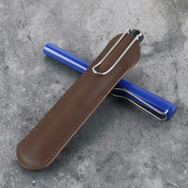 Leather Pen Case SENRISE Leather Pen Case Pouch Holder, Single Fountain Pen Pouch, Handmade Soft Pen Protective Sleeve Cover for Pens, 1 Pack (15cm x 3.5cm, Brown)