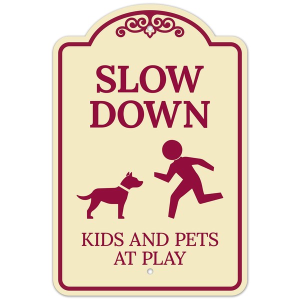 Slow Down Kids and Pets at Play Décor Sign, (SI-73769)