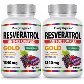 Resveratrol Gold 1340mg por porción | Suplemento Antioxidante | Transresveratrol + Complejo de Antioxidantes Polifenoles, Betacaroteno, Licopeno y Vit