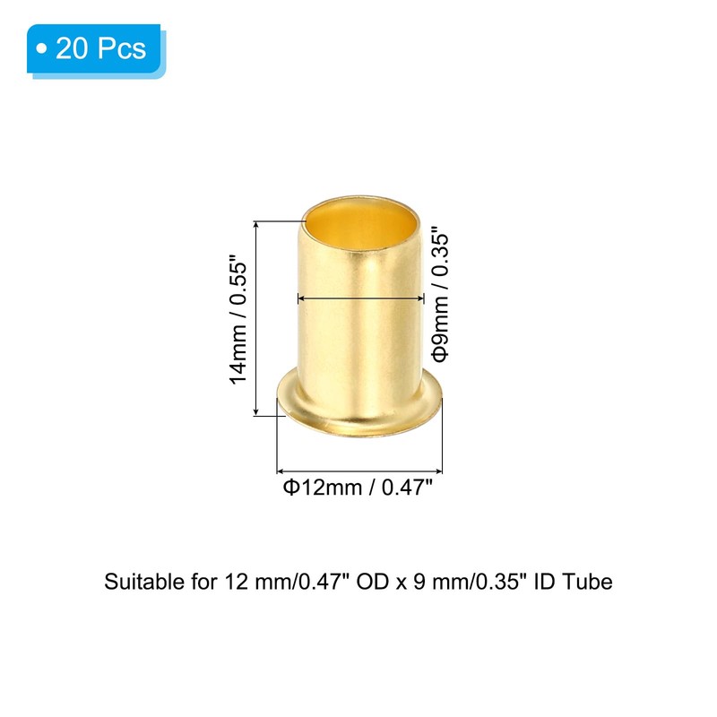 PATIKIL Brass Compression Insert, 20 Pack 12mm OD x 9mm