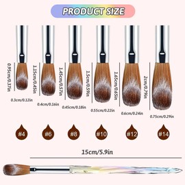 Flintronic 6PCS Acrylic Nail Brush, Nail Art Brushes Set, Size 4/6/8/10/12/14 Professional Brushes Pen, for Acrylic Application Acrylic Powder Nails Art Extension 3D Nails Carving for DIY Home Salon
