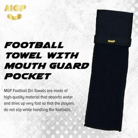 MGP Dri-Towel, Football Towel With Loops, Football Field Towels, and Player Sweat Towels With Velcro, Super Absorbent, Durable, Functional Football Accessories, Quick Hand Drying Property - (Black)