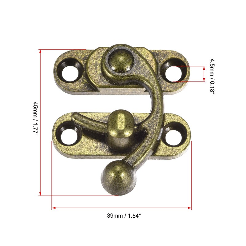 sourcing map Antique Vintage Lock Clasp Right Latch Hook Hasp