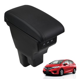 Htostar Racing Consoles Armrest Compatible with Honda Fit Jazz 2009-2013 Center Console Box with USB Charge Armrest Box Accessories Black