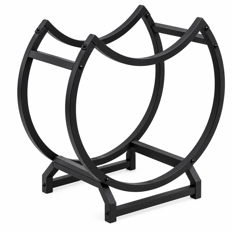 2-Tier Round Metal Firewood Rack – Heavy-Duty Fireplace Log Holder