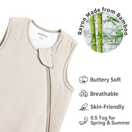 BubblePanda Rayon Made from Bamboo Sleep Sack 12-18 Months Supersoft Toddler Sleep Sack 0.5 Tog Breathable Lightweight Baby Wearable Blanket with 2-Way Zipper Unisex Sleeping Bag for Babies