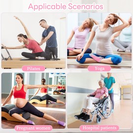 ELUTONG Women's Non Slip Yoga Socks with Grip 4 Pack Anti-Skid Workout Sock for Pilates, Barre, Home Fitness,Hospital