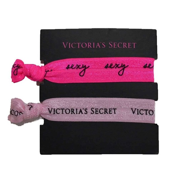Victoria's Secret Elastic Hair Tie Scrunchie Hair Band (VS Sexy Pinks (2 Pack))