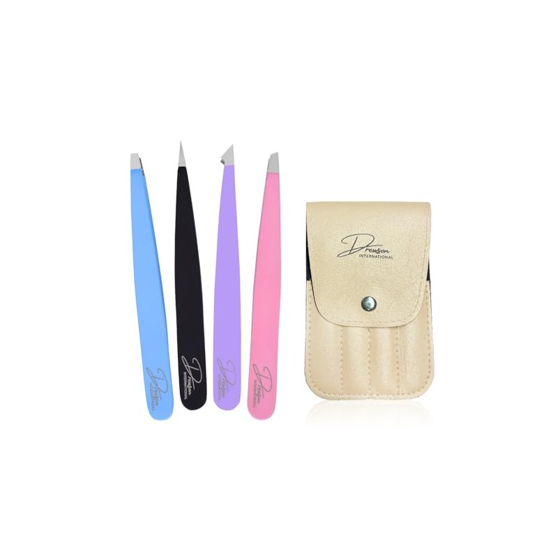 Professional 4-Piece Eyebrow Tweezers Set - Precision Hair Removal Tools