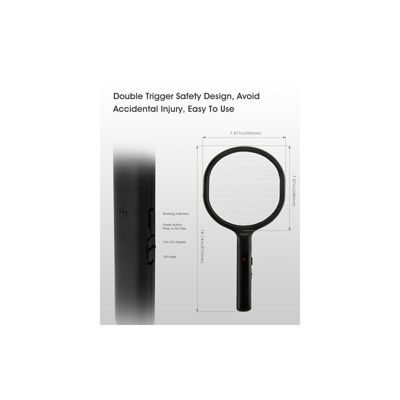 Faicuk Bug Zapper Racket Battery-Powered Single-Layer Grid Fly Swatter for