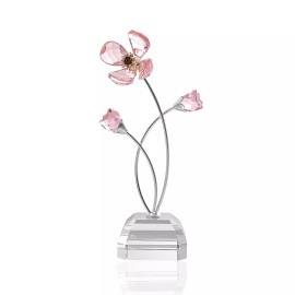 Unbranded Pink Crystal Flower Glass Figurine Ornament Paperweight Table Decoration Gift