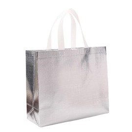 CJ-NovaNest 5PCS Reusable Grocery Bags Non-woven Gift Bags for Bridesmaid Gifts Tote Shopping Bags with Handles Suitable for Weddings Parties Birthdays Christmas Small Business(silver)