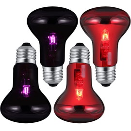 4 Pieces 75W Infrared Moonlight Night Heat Lamp Heating Bulb UVA Basking Spot Bulb for Lizard Reptile Amphibian Turtle Snake Chameleon Use, 2 Colors