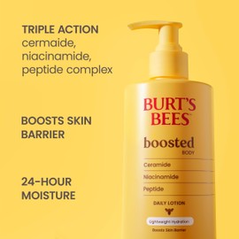 Burt's Bees Christmas Gifts, Boosted Body Lotion, With a Ceramide, Niacinamide and Peptide Complex, Lightweight Daily Lotion, Tropical Scented, 13 oz. Bottle