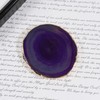 Soulnioi Purple Coaster Onyx Tablet Crystal Agate Coaster with Gold