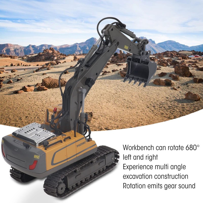 Srliya 2.4G RC Excavator Toy Rotating Full Functional Lighting Music