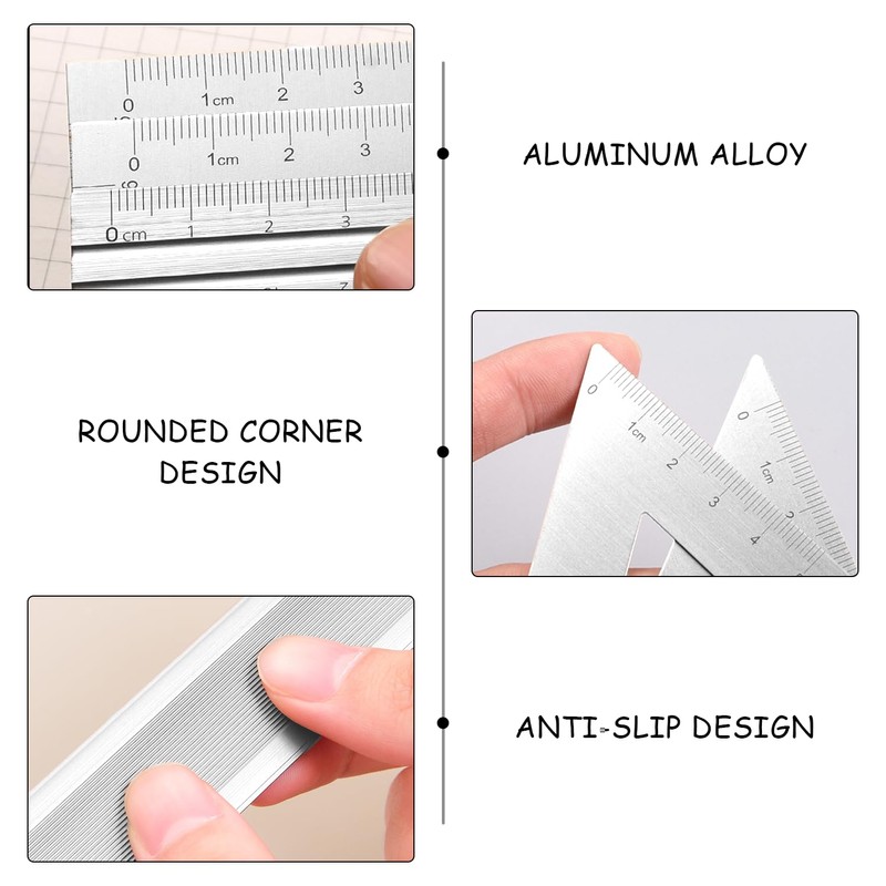 8-Piece Metal Ruler Set, Drawing Ruler Set, Ruler, Protractor, Set