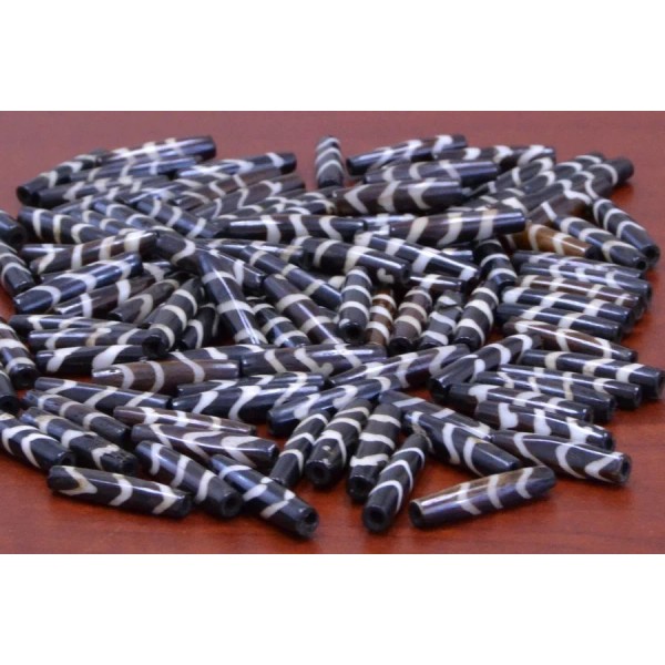Unbranded 30 PCS DARK BROWN WAVY BUFFALO BONE TUBE BEADING