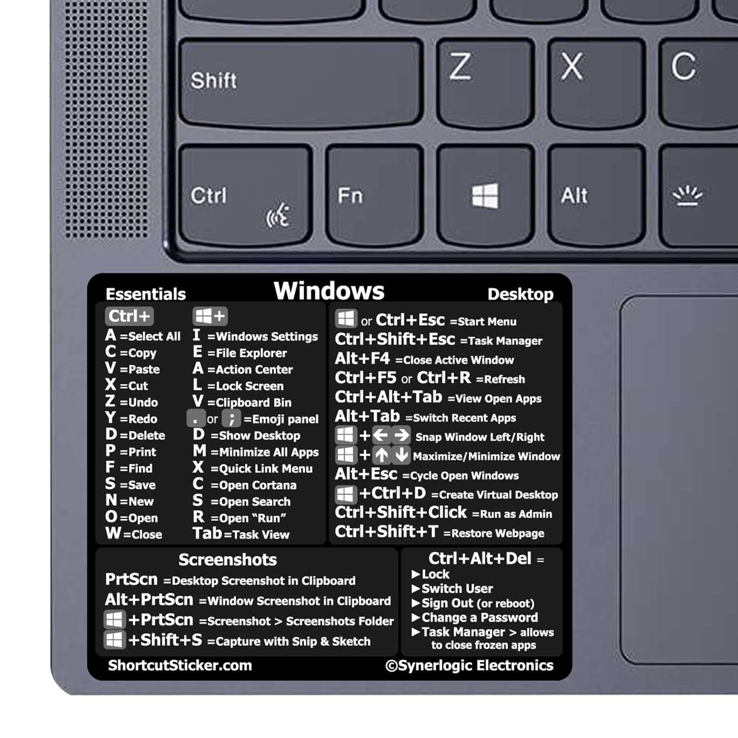 Synerlogic (100pcs) Windows PC Reference Keyboard Shortcut Sticker ...