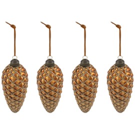 Northlight Glittered Pine Cone Glass Christmas Ornaments - 5" - Brown - 4ct