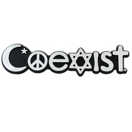 Coexist Plastic Auto Emblem - [Silver][5'' x 1 3/4'']