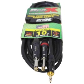 ProX XC-MYP10 10' 1/8" (3.5mm) Mini-TRS to Dual TS-M Unbalanced High Performance Audio Y Cable