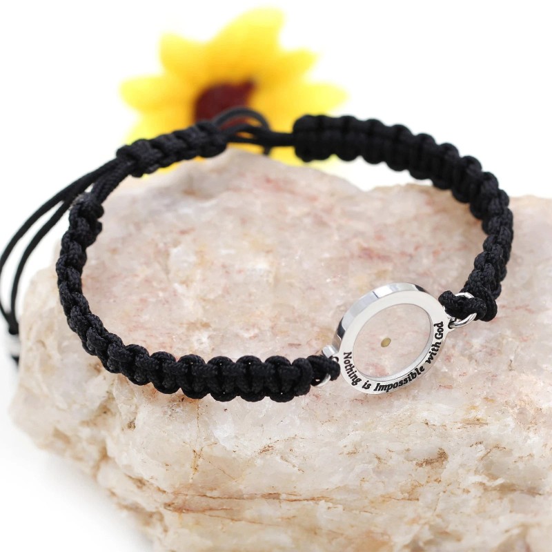 Sts Store Adjustable Black String Braided Bracelets Mountain Mustard Seed