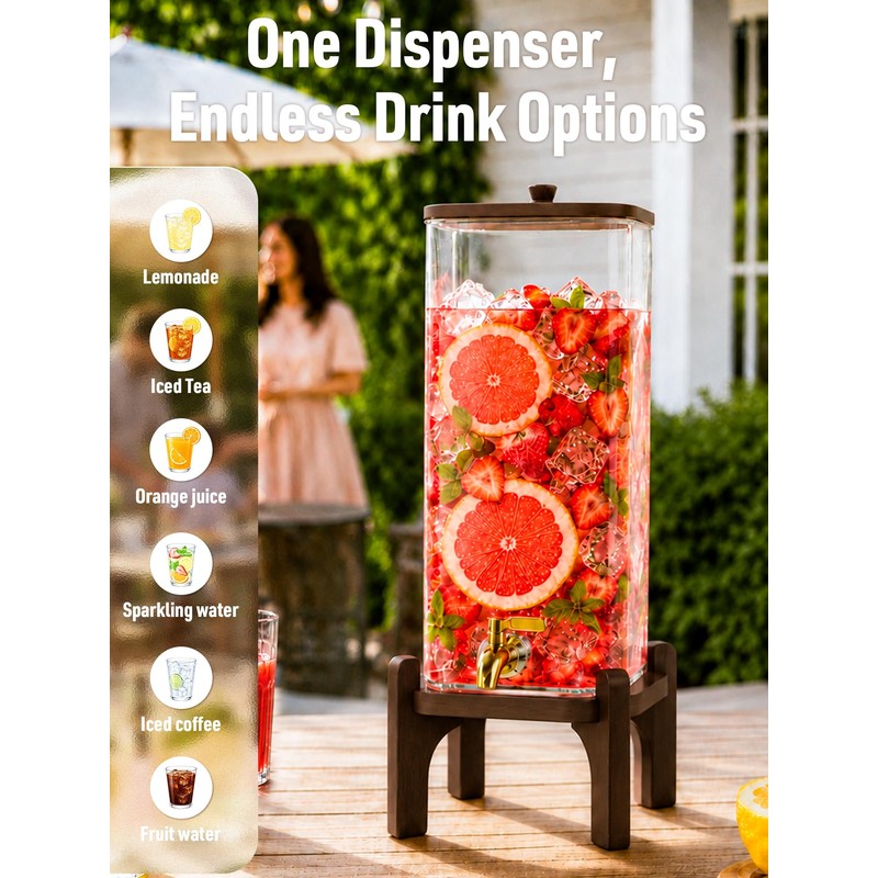 Drink Dispensers for Parties, Glass Beverage Dispenser with Stand