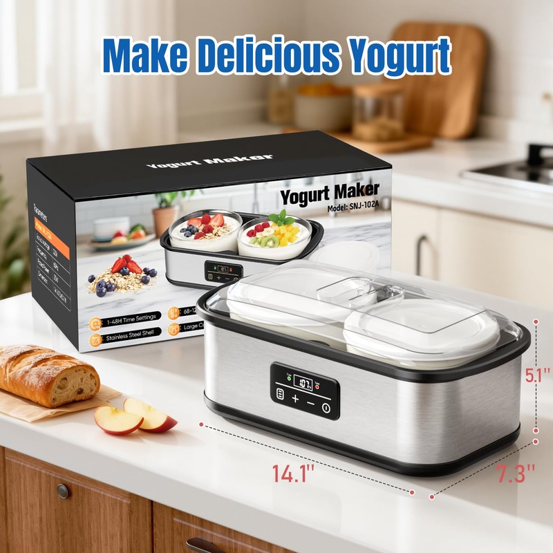 Probiotic Yogurt Maker with 48H Time and 68-127℉ Temp Control,