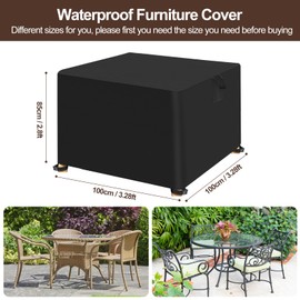 YYDSLEE Garden Furniture Cover Waterproof 100 x 100 x 85 cm Anti-UV 420D Oxford Fabric Tarpaulin Cover Garden Table Rectangular Windproof Winterproof Garden Tables Patio Furniture Seating Set