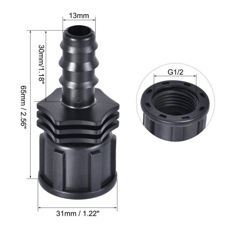 sourcing map ABS Hose Barb Fitting Coupler, 13mm Barb x