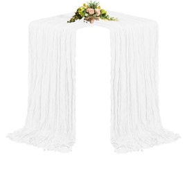 NewCraft White Cheesecloth Table Runner 10ft Boho Rustic Sheer Fabric for Party, Wedding, Baby Shower, Fall Thanksgiving Gauze Table Runners for Table Decoration 1 Pack / White