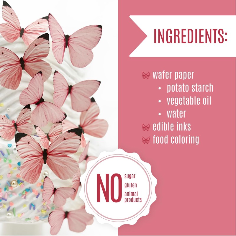 Sugar Robot Edible Butterflies for Cake Decorating - Small Pastel