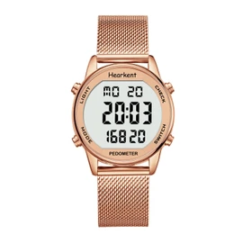 Hearkent Women's Pedometer Watch, Sports Watch with Calorie Counter, Walking Pedometer Fitness Tracker, Large Digital Display Waterproof Wristwatch, rose gold, Bracelet Type