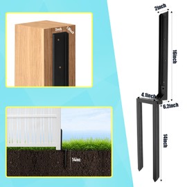 4 Pcs Fence Post Repair Kit, Heavy Duty Fence Post Anchor with Black Powder-Coated,Post Buddy Fence Repair Tilted/Broken Wood Fence Post