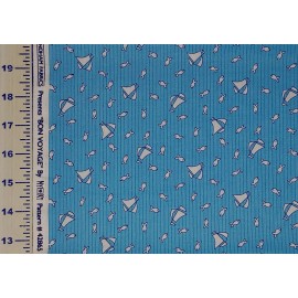 Windham Fabric Sailboats Fish Blue Stripe Fabric WINDHAM Quilters Cotton 42865 HALF YARD BTHY