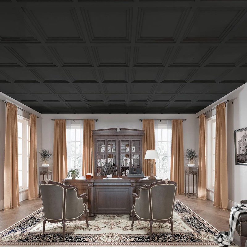 Art3d 12-Pack 24x24 Inch PVC Waterproof Drop Ceiling Tiles for