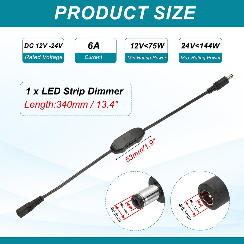 sourcing map LED Strip Dimmer, DC 12V to 24V 6A