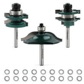 Knoweasy 3-Piece Raised Cabinet Router Bit Set with 1/4 Inch Shank, Professional Cabinet Door Making Kit Includes Ogee Rail and Stile Bits, Tongue and Groove Cutters with 1-5/8 Inch Tenon Diameter