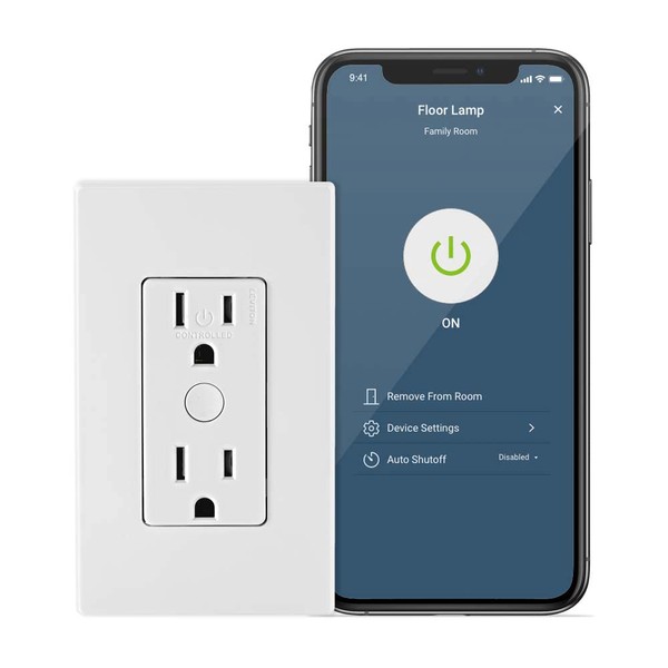 Leviton Decora Smart Outlet, Tamper-Resistant 15A, Wi-Fi 2nd Gen, Works with My Leviton, Alexa, Google Assistant, Apple Home/Siri & Wire-Free Companions for Switched Outlet, D215R-2RW, White