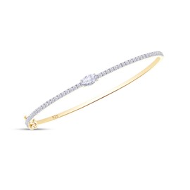1 1/3 Carat Marquise & Round Cut Lab Created Moissanite Diamond Tennis Bangle Bracelet For Women In 14K Yellow Gold Over Sterling Silver Size : 6 Inch, (VVS1 Clarity, 1.30 Cttw)
