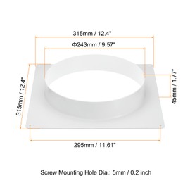 PATIKIL 10" Duct Connector Flange, 2 Pack Dryer Vent Wall Plate Square to Round Straight with Clamp for Air Heating Cooling Ventilation Exhaust Fan, White