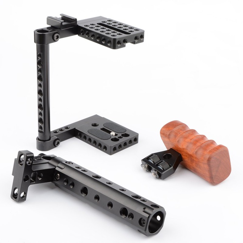 CAMVATE DSLR Camera Cage Top Handle Wood Grip for 60D