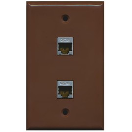 RiteAV CAT 6A Shielded 2 Port Wall Plate Single Gang - Brown